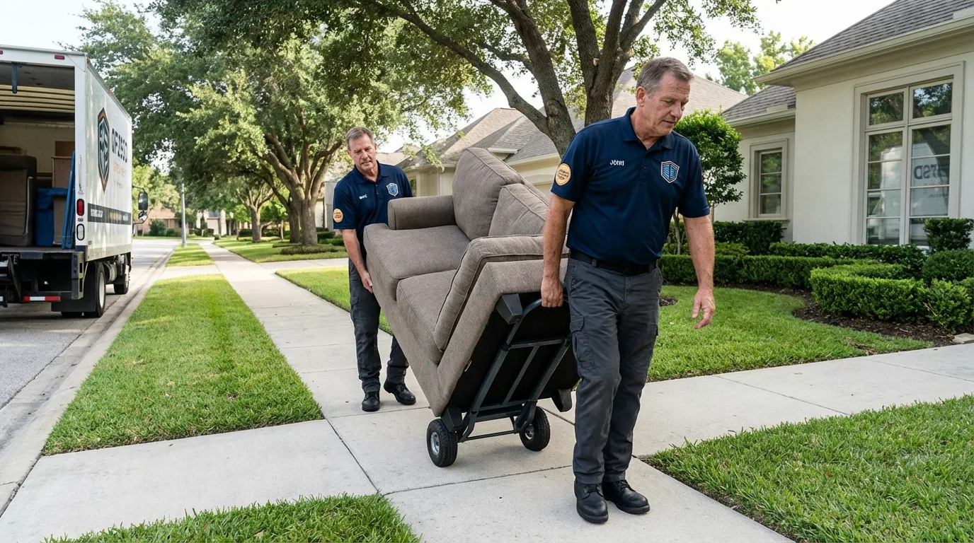 Local residential moving crew loading furniture in Christiansburg, VA