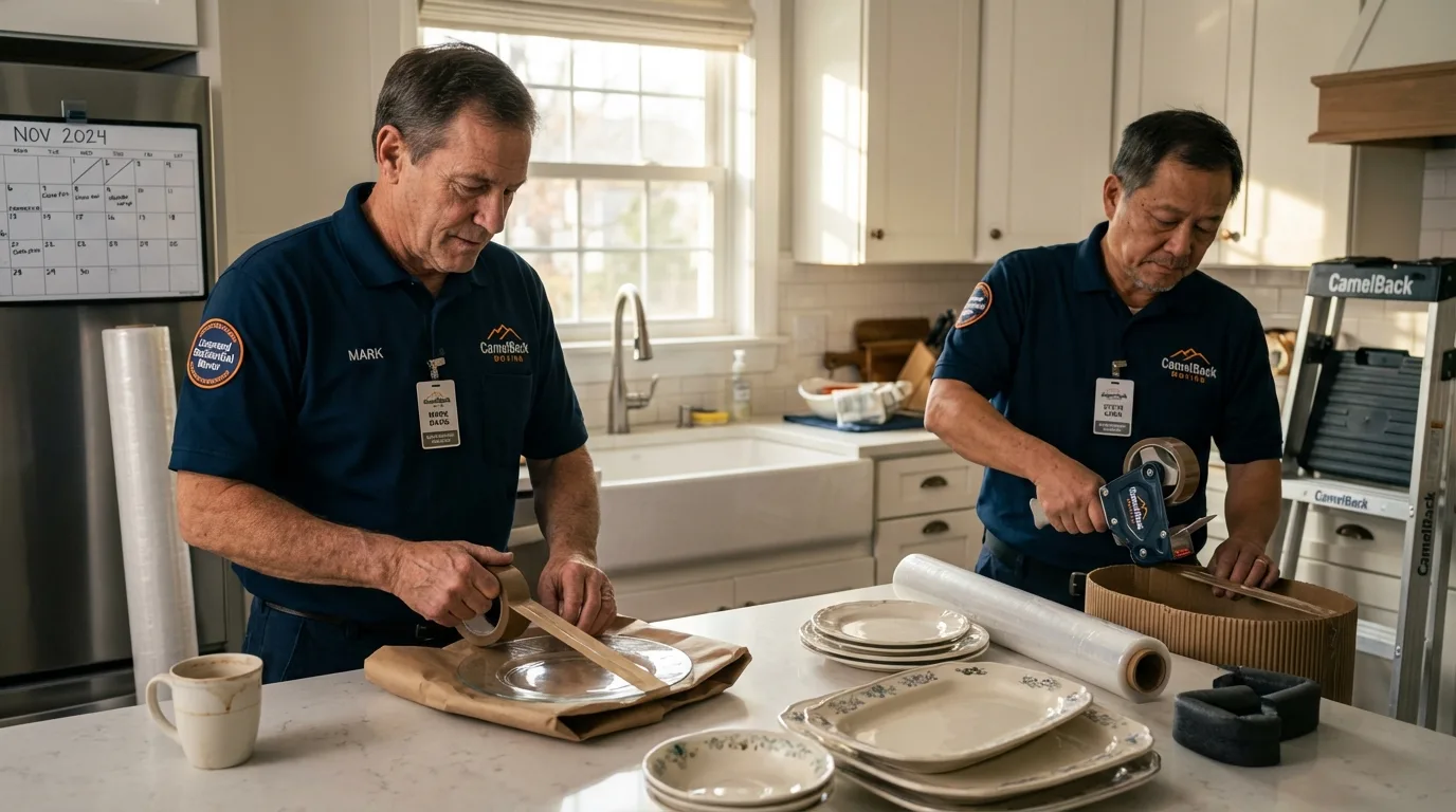 Professional crew packing kitchen dishware in Christiansburg, VA